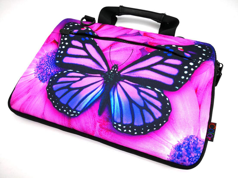 [Australia - AusPower] - ICOLOR 14.5-15.6 Inch Canvas Laptop Sleeve Bag Messenger Shoulder Case -Purple Butterfly Csh15-02 