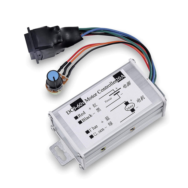 [Australia - AusPower] - DC Motor Speed Controller,Hima Brush Motor Driver Controls Module DC 9V-60V 12V 24V 36V 48V 60V Motor Pulse Width Modulator Regulator 20A 1200W PWM Monitor Dimmer Governor with Switch & Knob 