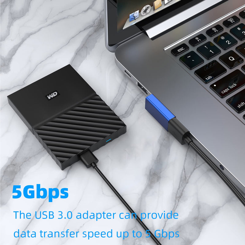 [Australia - AusPower] - AreMe 90 Degree USB 3.0 Adapter 2 Pack, Left and Right Angle USB A Male to Female Converter Extender for PC, Laptop, USB A Charger, Power Bank and More (Blue) Left/Right Blue 
