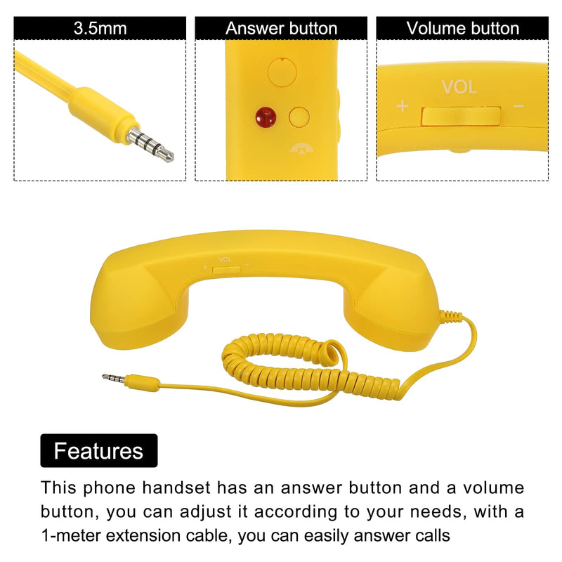 [Australia - AusPower] - MECCANIXITY 3 Pack 3.5mm Retro Telephone Handset Telephone Receiver MIC Microphone Speaker Anti Receivers for Microphone Speaker Red, Orange, Yellow 