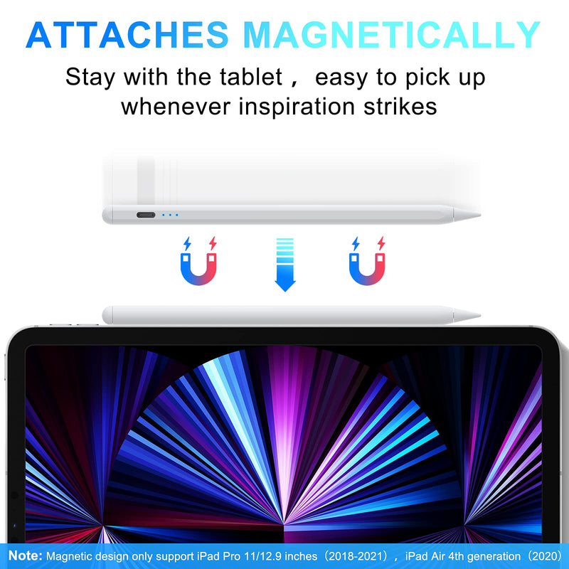 [Australia - AusPower] - Stylus Pen for iPad Pencil with Palm Rejection Magnetic Attachment Active Pencil with Tilt Sensitivity Digital Pencil Compatible with iPad Mini 6/5,iPad 9/8/7/6,iPad Air 4/3,iPad Pro 2021 12.9''/11'' ID716 white 