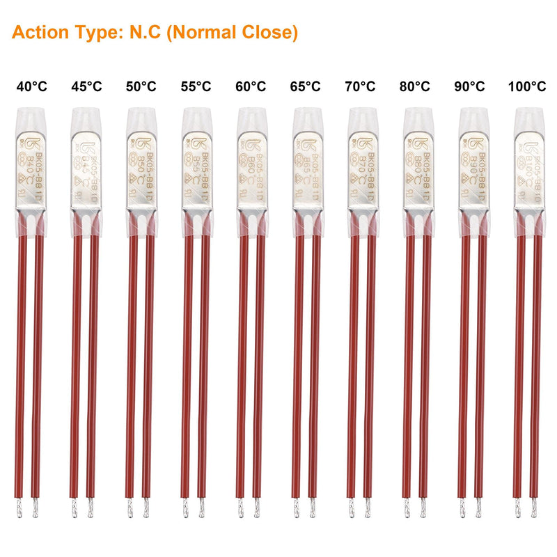 [Australia - AusPower] - uxcell 10pcs KSD9700 Thermostat, Normally Close 40-100°C(104-212°F) 10A N.C Temperature Control Switch Assortment Kit 