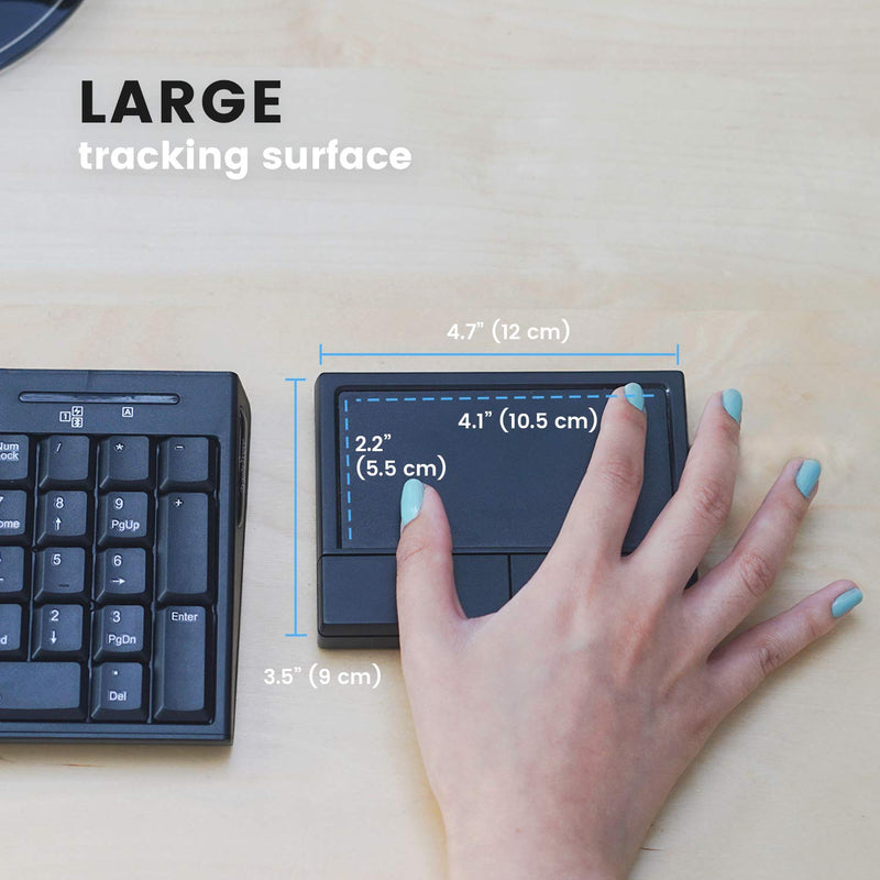 [Australia - AusPower] - Perixx PERIPAD-704 Wireless Touchpad, Portable Track Pad for Desktop and Laptop User, Large Size 4.72x3.54x0.74 inches (Wireless), Black 