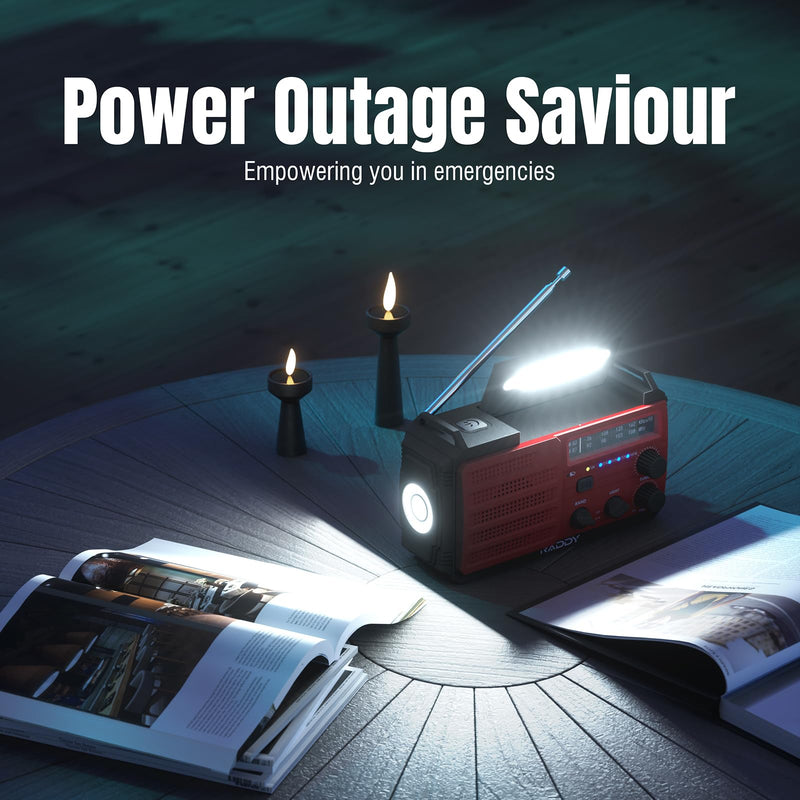 [Australia - AusPower] - [10000mAh Battery] Raddy SW10 Emergency Radio, Hand Crank Solar, AM FM NOAA Radio with Rechargeable Battery Flashlight SOS Alarm Compass, Power Bank for Power Outage Camping Hurricane Outdoor 