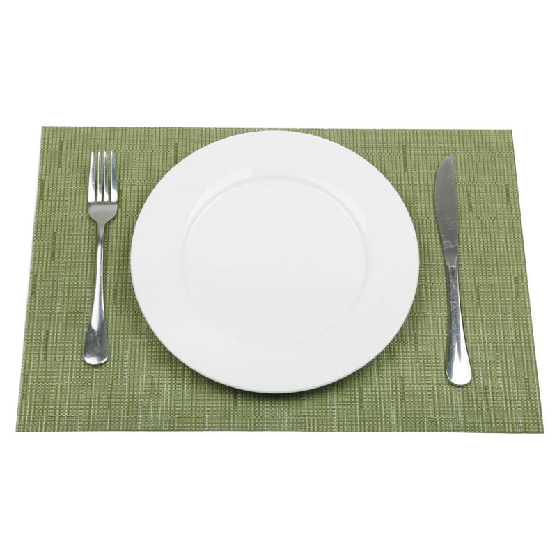 [Australia - AusPower] - SHACOS Placemats Set of 6 Woven Vinyl Place Mats for Dining Table Wipe Clean Non Slip Table Mats (6, Olive Green) 