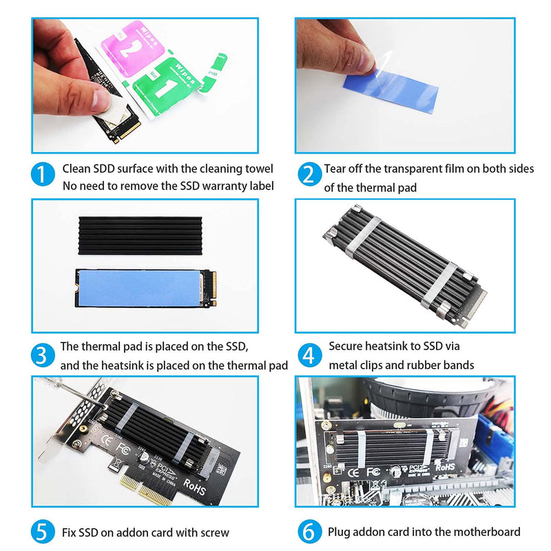 [Australia - AusPower] - GLOTRENDS M.2 PCIe NVMe 4.0/3.0 Adapter with 0.12 Inch Thick M.2 Heatsink for M.2 PCIe SSD (NVMe and AHCI), PCIE 3.0X 4 Full Speed, Desktop PC Installation (PA09-HS) 