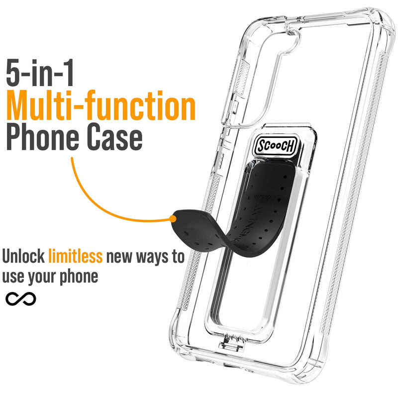 [Australia - AusPower] - Scooch Wingman Case with Pop Out Car Mount, Grip, and Kickstand for Samsung Galaxy S22+ Plus Case [10 ft Drop Protection] Slim Phone Cover, Compatible with Magnetic Phone Mounts (2022) (Clear) Case Only 