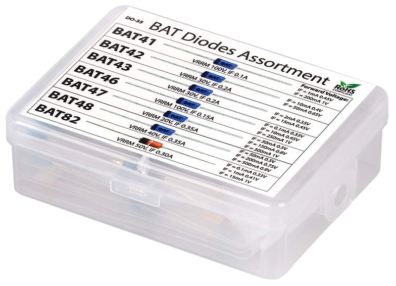 [Australia - AusPower] - 70 pcs BAT41, BAT42, BAT43, BAT46, BAT47, BAT48, BAT82 Blue Schottky Diode Assortment Kit 