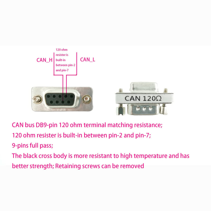 [Australia - AusPower] - BUELEC CAN DB9 120ohm,CAN Bus Terminal Resistance,DB9 Female to Male Connector with Accuracy of one Thousandth 120 Ohm Resistance,high-Precision up to one Thousandth (CANDB9120ohm5PCS) 