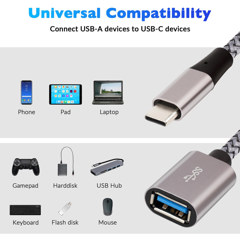 [Australia - AusPower] - USB-C to USB 3.1 Adapter（4 Pack）, Nylon Braided Type-C OTG Cable USB C Male to USB A 3.0 Female Connector, Compatible with Samsung S23 Ultra, MacBook Pro 2022, MacBook Air/Mini, Google Pixel, LG V20 USB C Male to USB A Female 4 Pack 