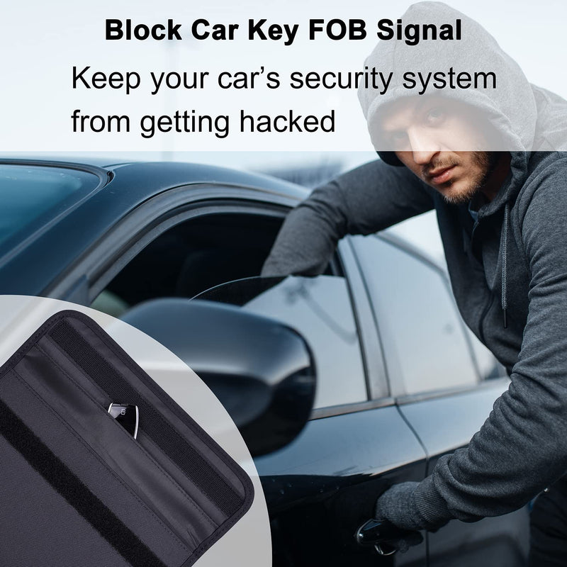 [Australia - AusPower] - Faraday Bag, Wisdompro 9.5 x 5.5 Inch RFID Signal Blocking Bag Shielding Pouch Case for Cell Phone Privacy Protection and Car Key FOB Anti-Tracking, Anti-Spying Case Blocker - Large Black (9.5 x 5.5) 9.5 x 5.5 inches 