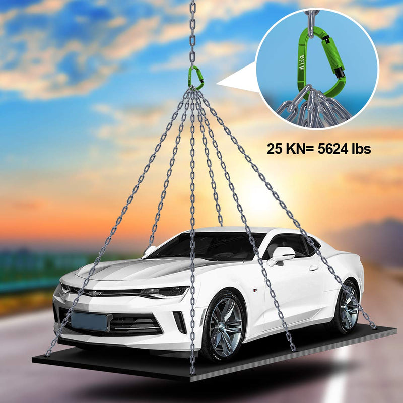 [Australia - AusPower] - FVW Auto Locking Rock Climbing Carabiner Clips,Professional 25KN (5620 lbs) Heavy Duty Caribeaners for Rappelling Swing Rescue & Gym etc, Large Carabiners, D-Shaped (Green),2Pak 