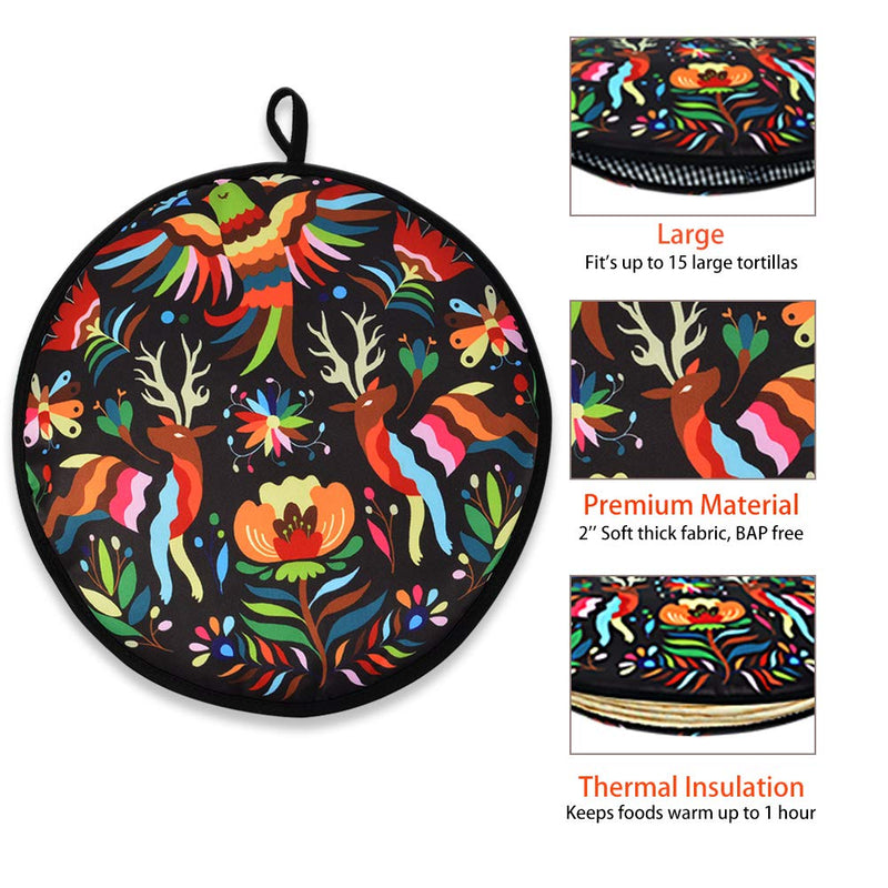 [Australia - AusPower] - VNOM Tortilla Warmer Pouch 12 Inch Insulated & Microwaveable Fabric Tortilla Keeper Holder Keeps Warm for Corn Flour Taco Pizza Bread up to One Hour,Black Black 2 