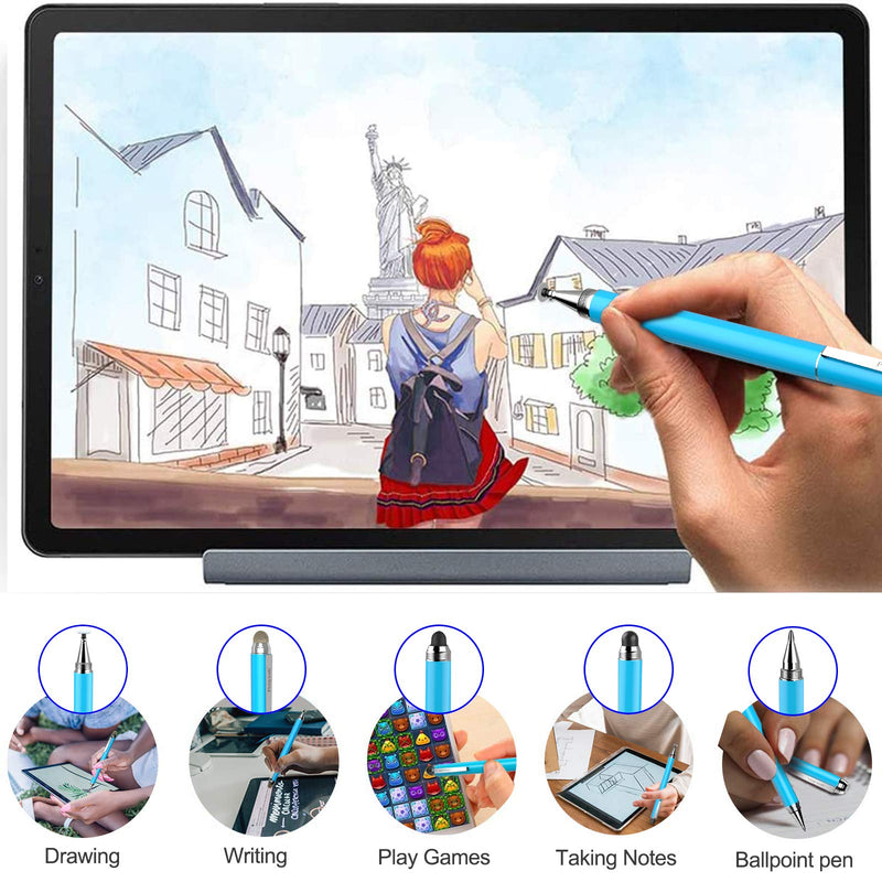 [Australia - AusPower] - Stylus Pen for iPad - Penyeah [4-in-1] High Sensitivity and Precision Touch Screen Stylus Disc Tip,Black Rubber Tip & Mesh Fiber Tip Universal for All Capacitive Touch Screen Device - Light Blue 