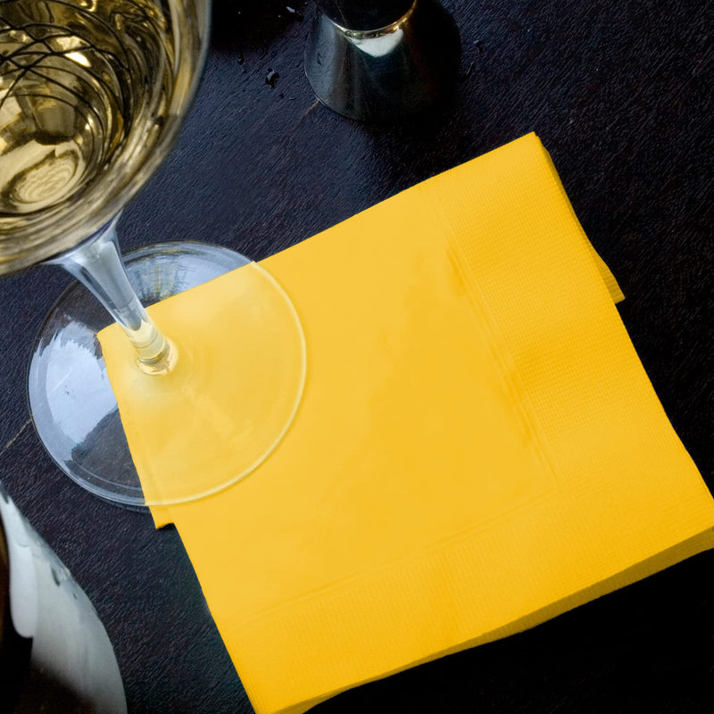 [Australia - AusPower] - Cocktail Napkins 3-ply 80PCS Yellow Beverage Napkin Disposable Paper Cocktail Napkins Dinner Napkins for Birthday Graduation Party Restaurant Bar Picnic 