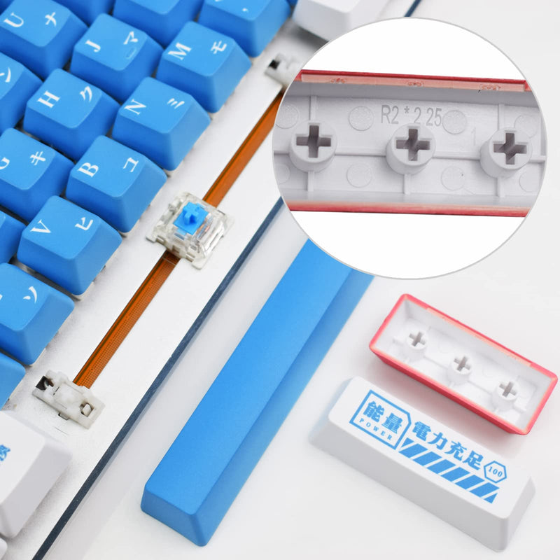 [Australia - AusPower] - Keycaps Lilith, MOLGRIA 129 Set Blue and White Keycaps for Gaming Keyboard, PBT Cherry Profile Dye Sublimation Keycaps with Keycap Puller for Gateron Kailh Cherry MX 104/87/74/61 60% Keyboard Lilith-129 