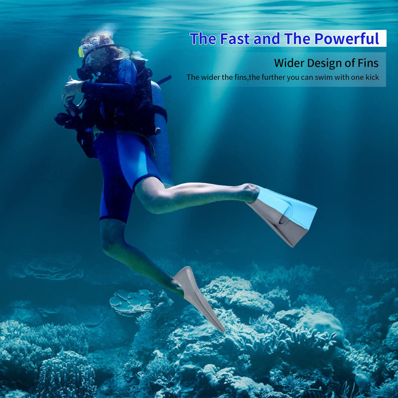 [Australia - AusPower] - Azuunye Swim Fins Kids,Kids Fins for Snorkeling,Youth Flippers for Swimming,Size Suitable for Kids,Boys,Girls NavyblueGreyblue Small EU:33-35 