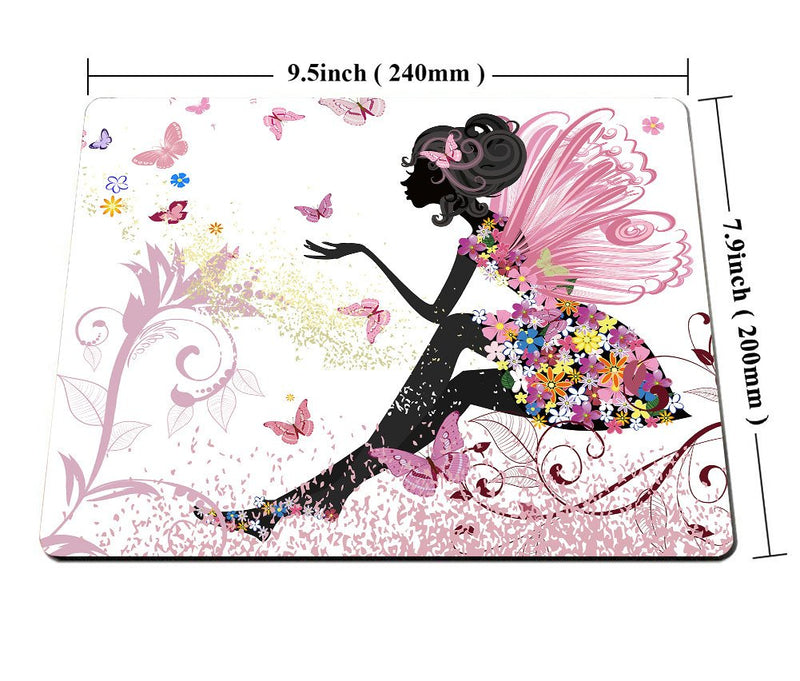 [Australia - AusPower] - Smooffly Butterfly Girl Mouse Pad,Pink Butterfly Beautiful Girl Non-Slip Rubber Mouse pad Gaming Mouse Pad SM-11 