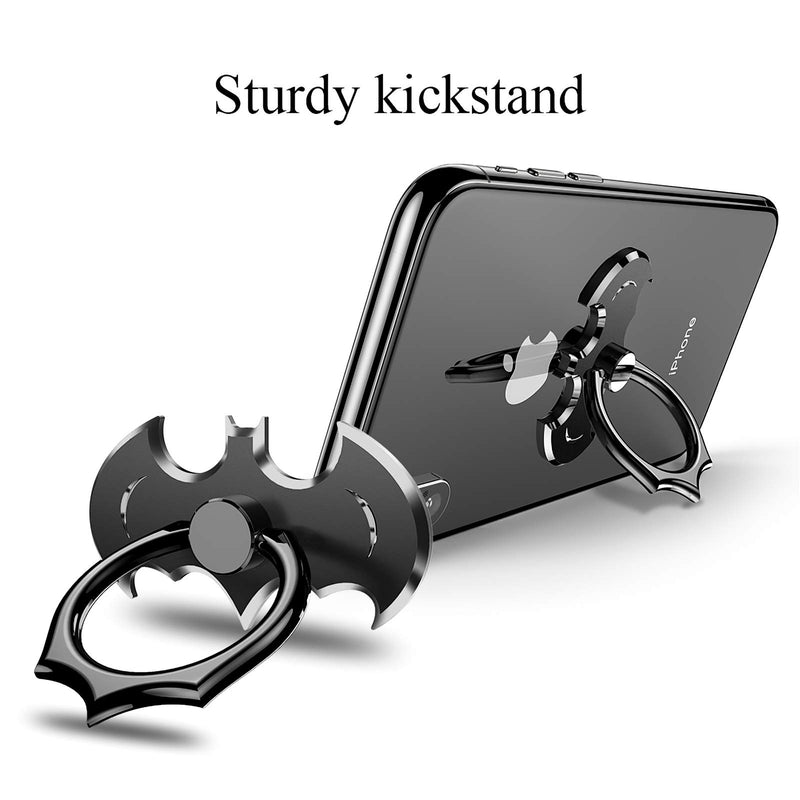 [Australia - AusPower] - Bat Phone Ring Stand Holder - OATSBASF Cell Phone Ring Holder Finger Grip 360 Degree Rotation Compatible with iPhone 12/11 Pro Max/SE 2020 and Other Smartphones（Black+Silver） Black+Silver 