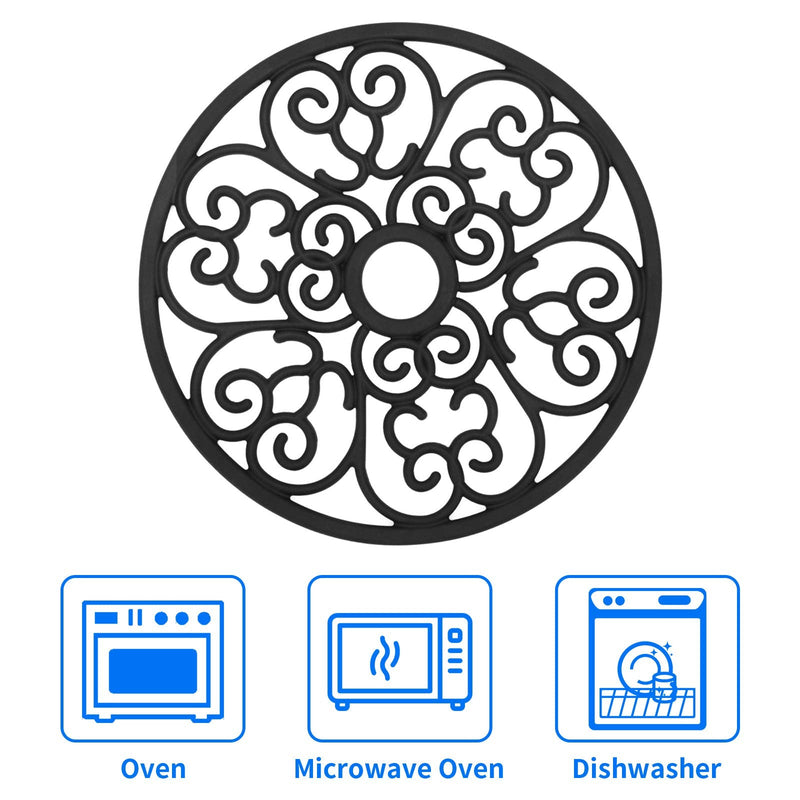 [Australia - AusPower] - CHEFBEE 3PCS Silicone Trivet Mat - Trivets for Hot Dishes, Table, Countertop, Non-Slip Heat Resistant Modern Kitchen Trivets, Teapot Trivet - Flexible Black Trivet Set 