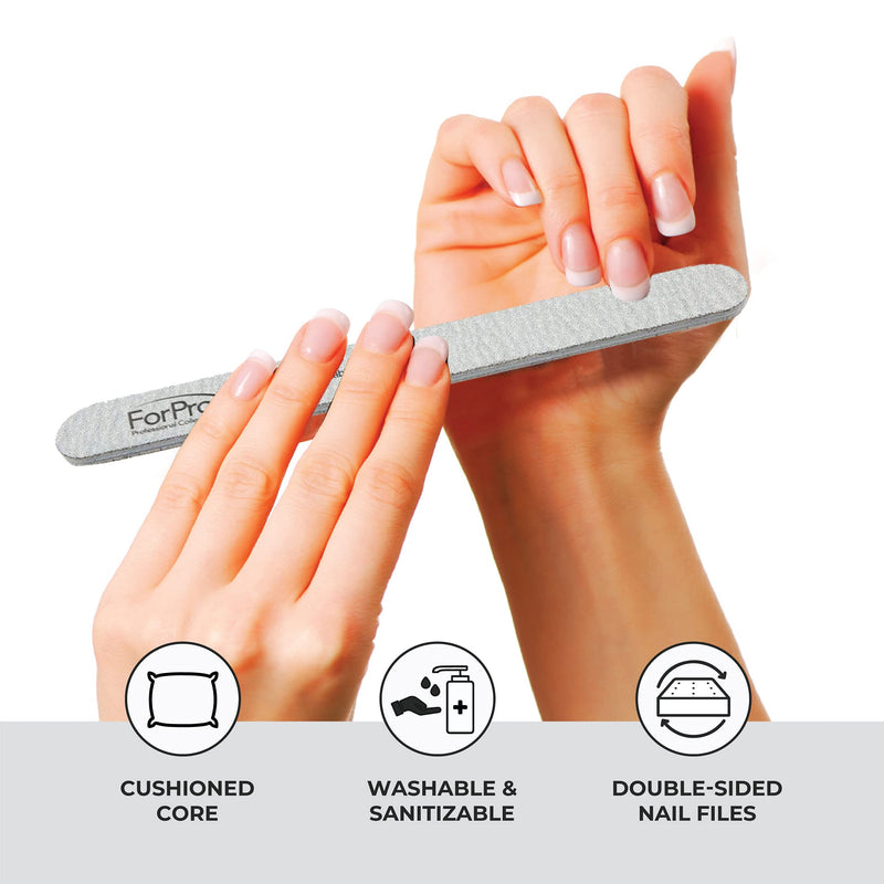 [Australia - AusPower] - ForPro Professional Collection ForPro Zebra Foam Board, 80/80 Grit, Double-Sided Manicure Nail File, 7 inches L x .75 inches W, Black, 50 Count 
