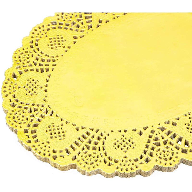 [Australia - AusPower] - Oval Lace Paper Doilies for Birthdays, Cinco de Mayo (Gold, 100 Pack) 