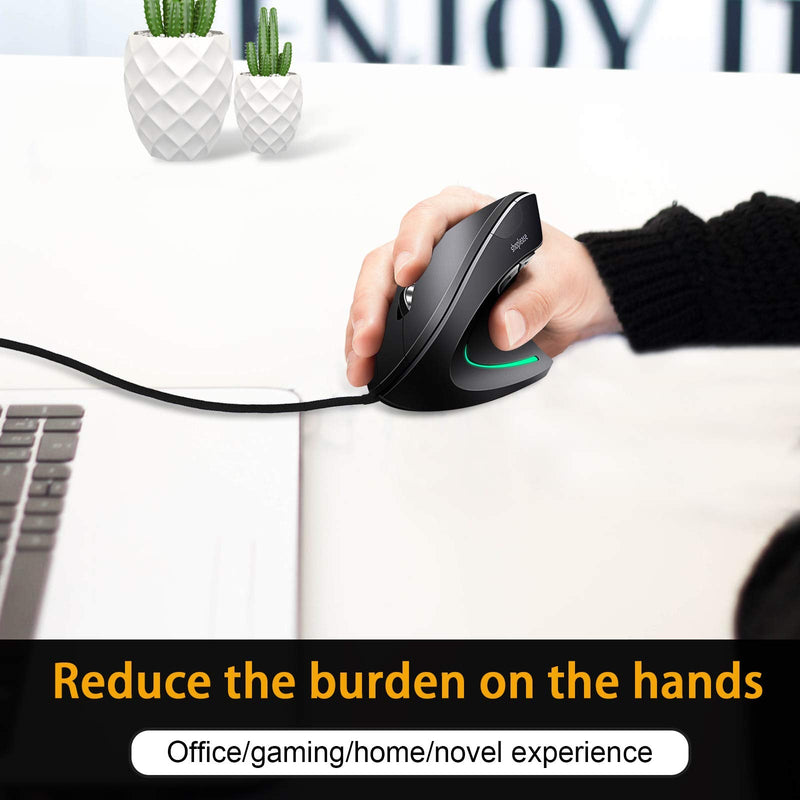 [Australia - AusPower] - Wired Vertical Mouse, Optical Ergonomic Mouse with 4 Adjustable DPI 800/1200/2000/3200, 5 Buttons USB Computer Mouse , Better for Large and Medium Sized Hands Medium-Large 
