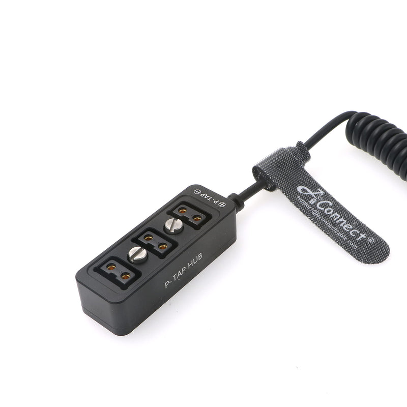 [Australia - AusPower] - Cable-Splitter-Steadicam-BMPCC-Dtap Male to 3 Port D Tap Female Hub Adapter Coiled Cable for ARRI RED Cameras TILTA Steadicam IDX Battery 