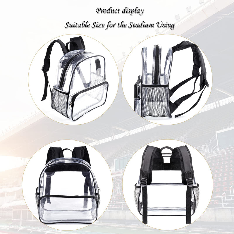 [Australia - AusPower] - Mini Clear Backpack Stadium Approved 12 x12 x6 See Through Small Clear Backpacks for Games Sport Event Concerts (Black) 12Inch 