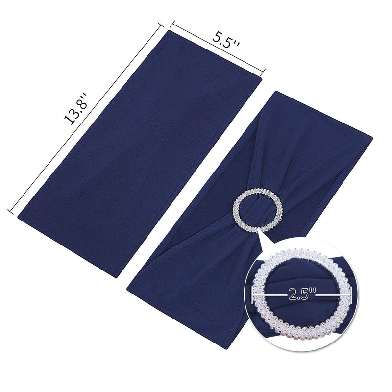 [Australia - AusPower] - Peomeise 25pcs Navy Spandex Chair Sashes with Buckle Slider for Wedding, Party Decoration 