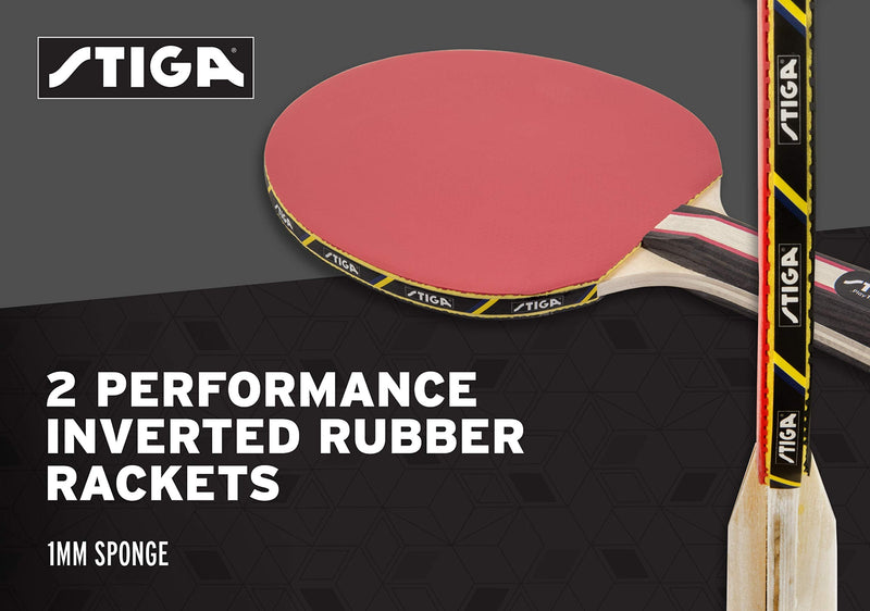 [Australia - AusPower] - STIGA Performance 2 Player Ping Pong Set – 2 Table Tennis Rackets, 3 – 3 Star Orange Balls Included 
