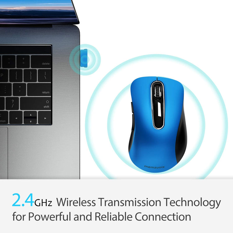 [Australia - AusPower] - memzuoix 2.4G Wireless Mouse, 1200 DPI Mobile Optical Cordless Mouse with USB Receiver, Portable Computer Mice Wireless Mouse for Laptop, PC, Desktop, MacBook, 5 Buttons, Blue 