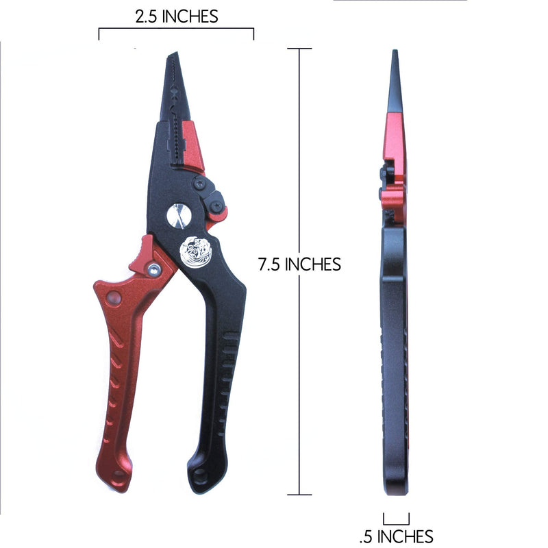 [Australia - AusPower] - Kraken Bass Fishing Pliers with Hook Sharpener Line Cutters, Split Ring Opener, Light Weight Aluminum, Waterproof, Sheath & Lanyard with Diamond Stone Fish Gear. 