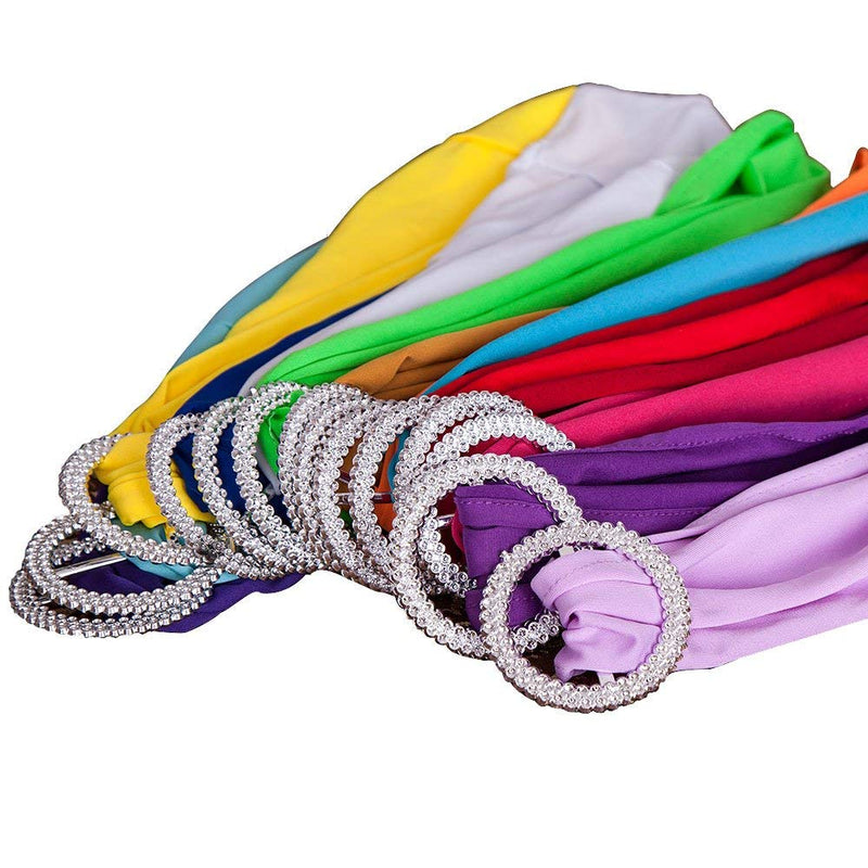[Australia - AusPower] - mds Pack of 25 Spandex Chair Sashes Bow sash Elastic Chair Bands Ties with Buckle for Wedding and Events Decoration Spandex Slider Sashes Bow - Baby Blue 