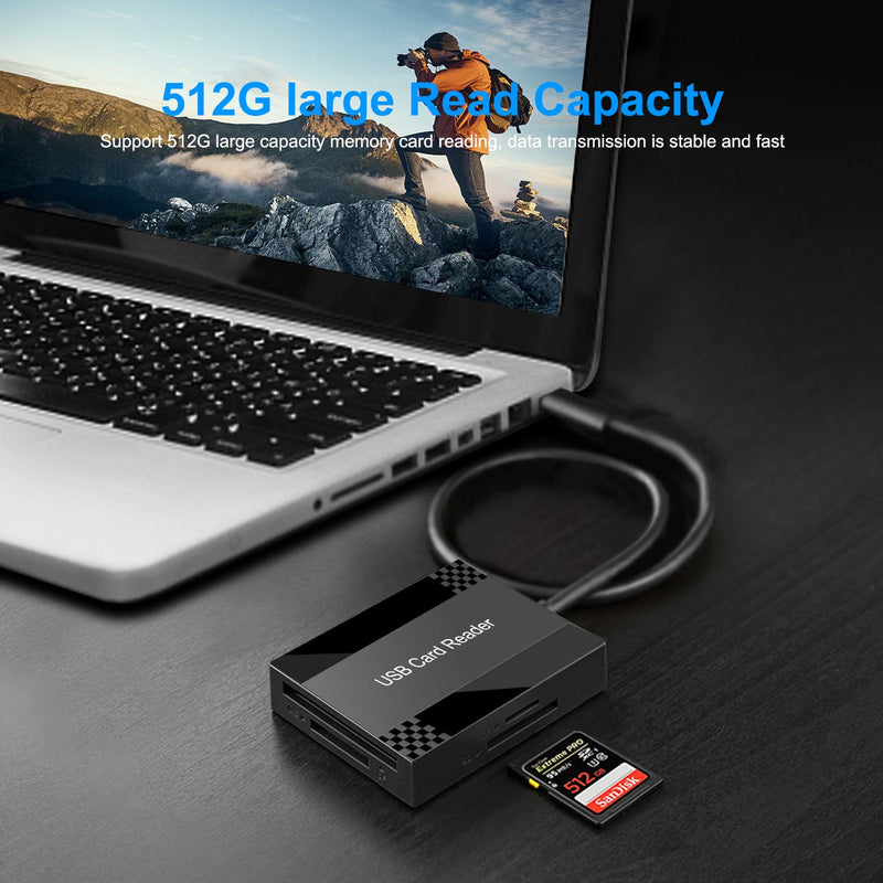 [Australia - AusPower] - RuiPuo USB 3.0 Card Hub Adapter with USB Port SD Card Reader for Windows, Mac, Linux Read 4 Cards Simultaneously CF, MS, SD, TF/ Micro SD, CFI, SDXC, SDHC, Micro SDXC, Micro 