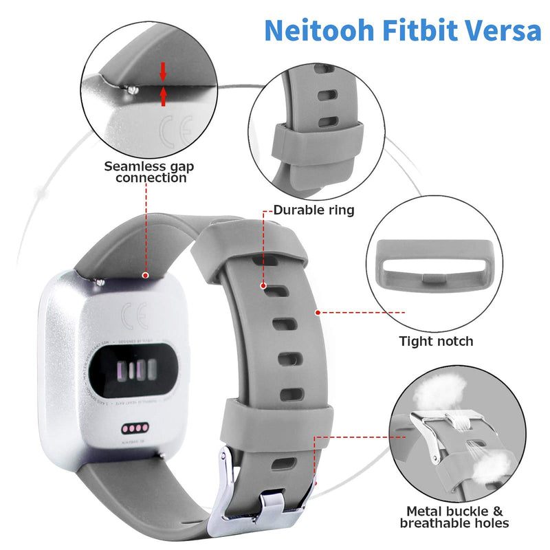 [Australia - AusPower] - Neitooh 4 Packs Bands Compatible with Fitbit Versa/Versa 2/Fitbit Versa Lite for Women and Men, Classic Soft Silicone Sport Strap Replacement Wristband for Fitbit Versa Smart Watch Small White/Pink Sand/Gray/Lavender 