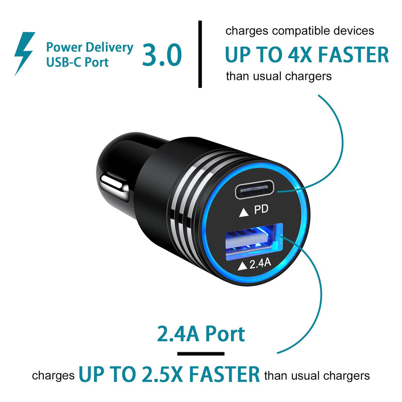 [Australia - AusPower] - Fast Charger Type C for Samsung Galaxy S21 S20 Note 21Ultra 20 A52 A32 A12 A71 A21 A51 A11 A02s A01 S10 S10e A10e,Google Pixel 6 5 4a 3 4 3a 2 XL,Car Charger+PD Wall Charger+USB C to C Cord 6FT Cable 
