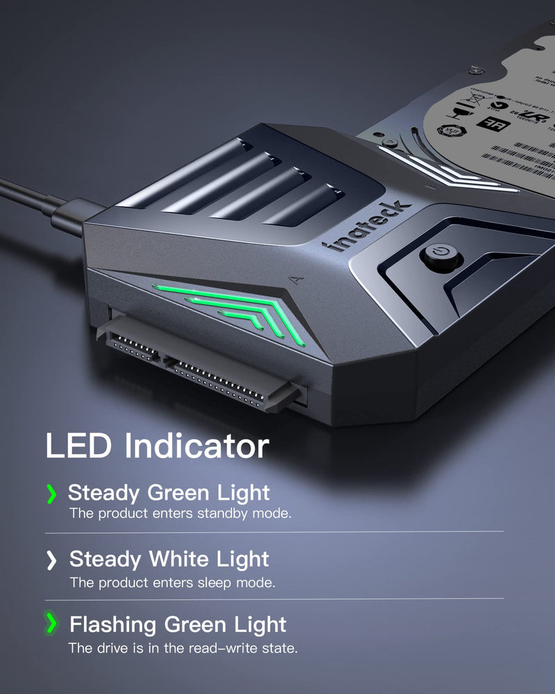 [Australia - AusPower] - Inateck USB 3.2 Gen 2 to SATA Adapter, Disk Cloning in Software, Applicable for 2 x 2.5 Inch SSDs/HDDs 