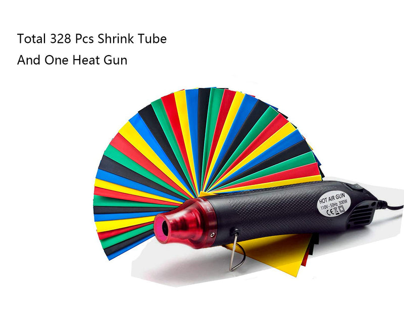 [Australia - AusPower] - Heat Shrink Tubing Kit,Mini Heat Gun + 328 PCS Heat Shrink Wrap Tube　2:1. 