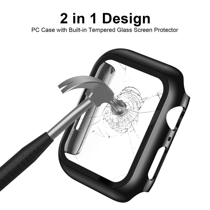 [Australia - AusPower] - AVIDDA 3 Pack Case with Tempered Glass Screen Protector for Apple Watch 40mm Series 6/5/4/SE, Slim Guard Bumper Full Coverage HD Ultra-Thin Cover Compatible with iWatch 40mm Black/Clear/Roseg 