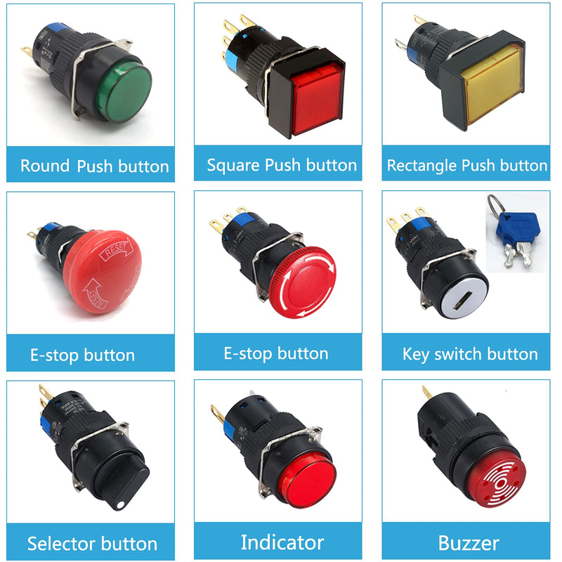 [Australia - AusPower] - 16mm Push Button Switch Square 1NO 1NC SPDT Momentary Switch 5/8" ON/Off with DC 12v LED Light Waterproof Self-Reset 5 Pin with Wire 3 Pcs K16-281 (White, Momentary) White 