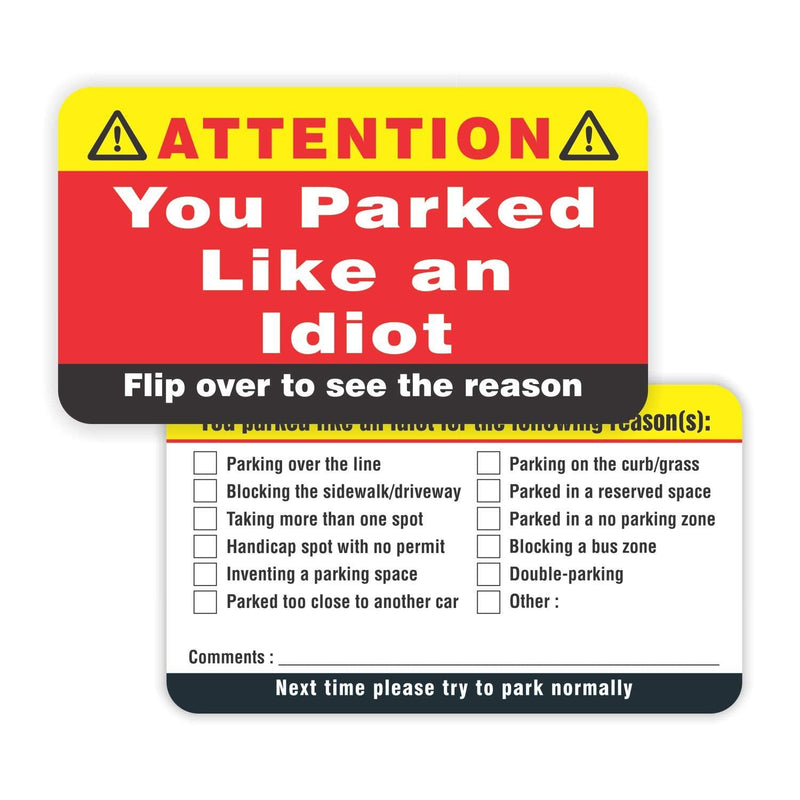 [Australia - AusPower] - PARTH iMPEX You Parked Like an Idiot Business Cards (Pack of 100) Bad Parking Cards 3.5"x2" Multi Reasons Violation 