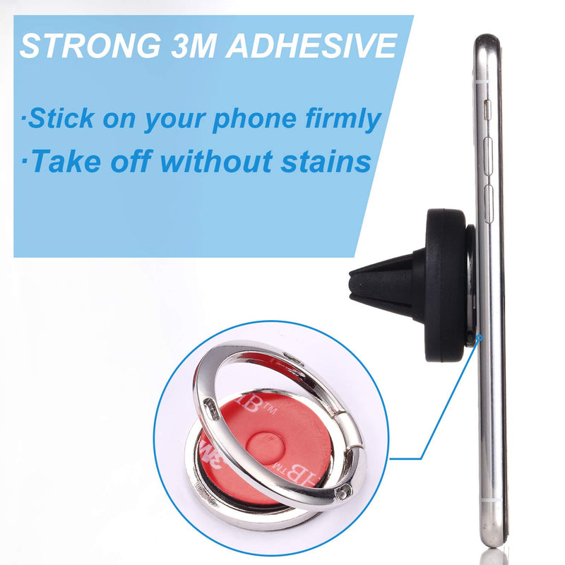 [Australia - AusPower] - Rngeo Finger Ring Stand & Magnetic Mount Set, Pack of 4 Universal Thin 360 Degree Rotation Phone Rings & Air Vent Cell Phone Holder for Car, Compatible with All iPhone & Android Smartphones 