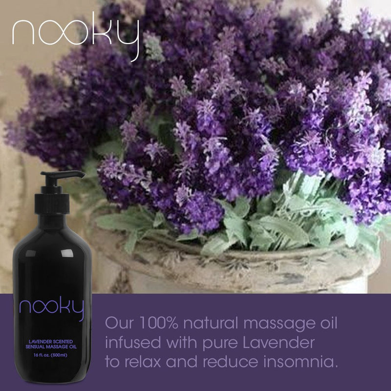 [Australia - AusPower] - Nooky Lavender Massage Oil. with Essential and Jojoba Oils for Therapeutic Massaging 16 Ounce. 