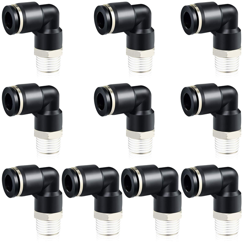 [Australia - AusPower] - TAILONZ PNEUMATIC Male Elbow 1/4 Inch Tube OD x 1/4 Inch NPT Thread Push to Connect Fittings PL-1/4-N2 (Pack of 10) 1/4''OD 1/4''NPT 