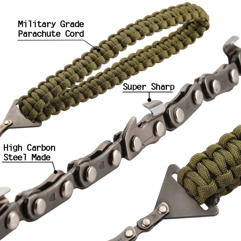 [Australia - AusPower] - Pocket Chainsaw with Paracord Handle (24inch-11teeth) / (36inch-16teeth) Emergency Outdoor Survival Gear Folding Chain Hand Saw Fast Wood & Tree Cutting Best for Camping Backpacking Hiking Hunting 24 inches 