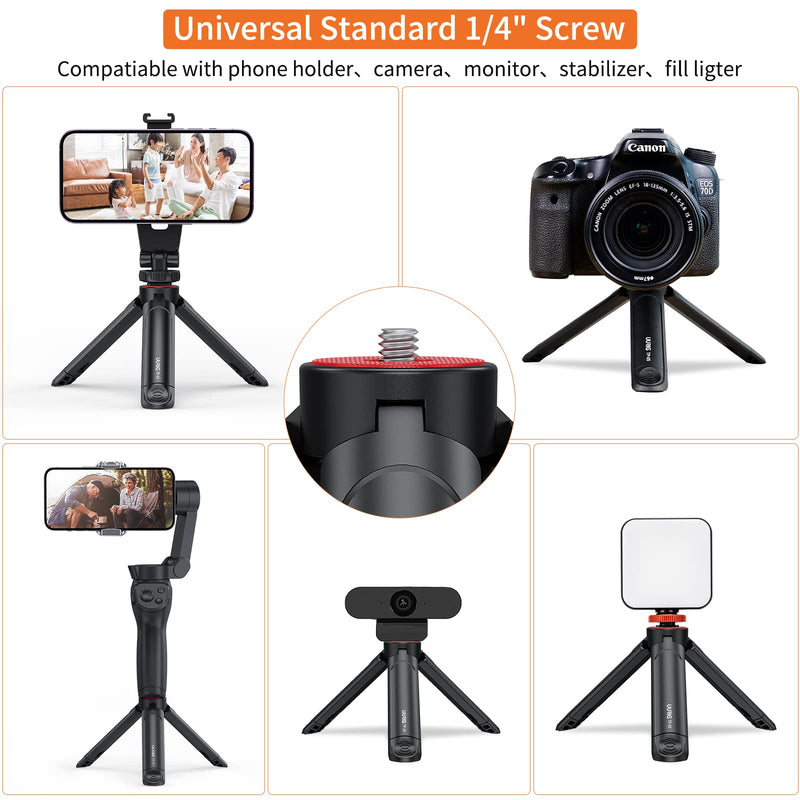 [Australia - AusPower] - UURIG Extendable Mini Camera Tripod, Portable Selfie Stick Handle Grip Desktop Webcam Tripod with 1/4" Screw for DSLR Camera Webcam Phone Holder Selfie Stick Vlog Tripod 