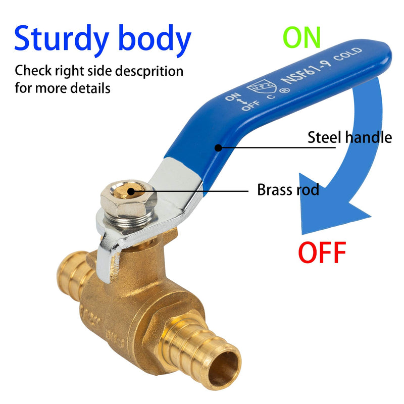 [Australia - AusPower] - Hourleey 2 Pieces 1/2 Inch Pex Brass Full Port Shut Off Ball Valve HOT AND COLD, Quarter Turn HOT (RED) COLD (BLUE) of Lead Free Brass Water Stop Shutt off, 1 Piece each 