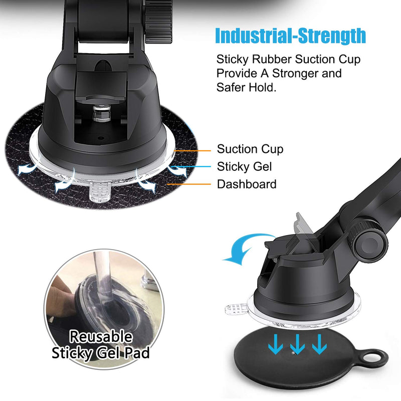 [Australia - AusPower] - Phone Holder for Car, WixGear Universal Dashboard Windshield Phone Car Suction Cup Mount Holder for Cell Phone 360 Degree Rotation Compatible with iPhone Xs/XS Max / 8/7 / 6, Galaxy S and More 