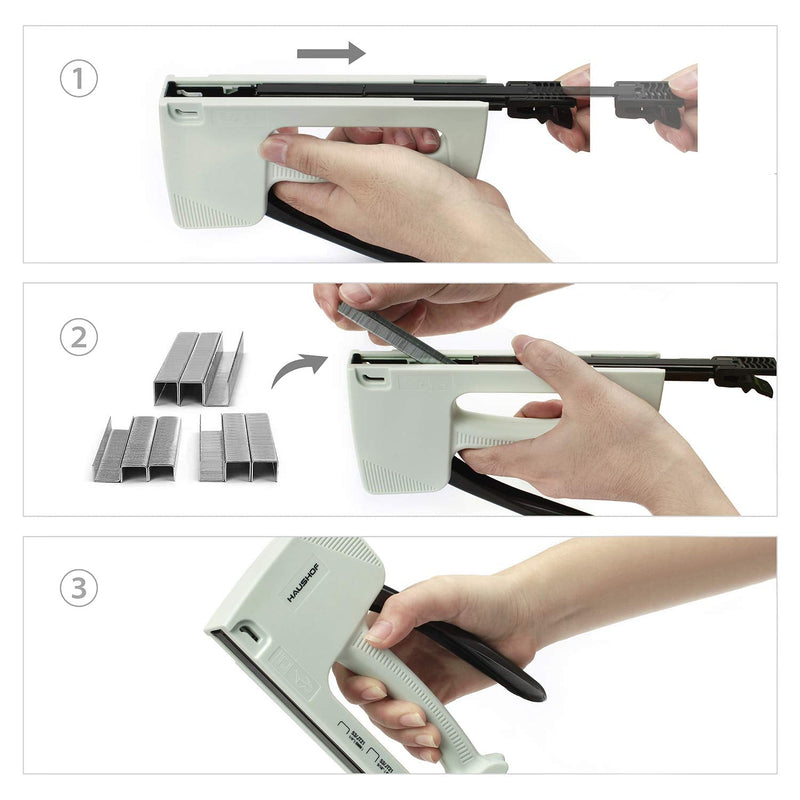 [Australia - AusPower] - HAUSHOF Light Duty Staple Gun Kit, Fits JT21 Staples of 1/4'', 5/16'' and 3/8'', Includes 800Pc 5/16'' Staples and A Staple Remover, for Upholstery, DIY, Decoration 